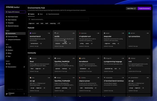 Prime Intellect запускает Environments Hub — первый маркетплейс для RL-сред